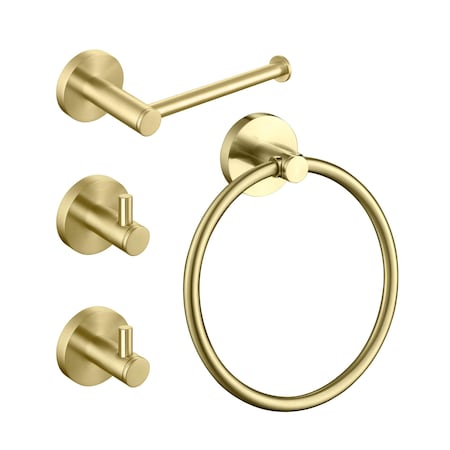 Kibi Circular 4-Piece Bathroom Hardware Set C-KBA14-4BG-1